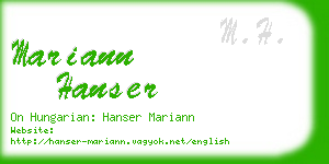 mariann hanser business card